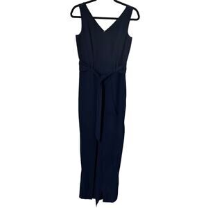 Antonio Melani Jumpsuit Size 2 Blue Sleeveless V-Neck Straigt Split Leg W Belt